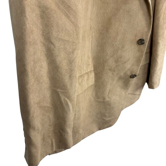 Chaps Sueded Mens Lined Sport Coat Suit Jacket Blazer Beige 2 Button sz 48 R - Picture 2 of 15
